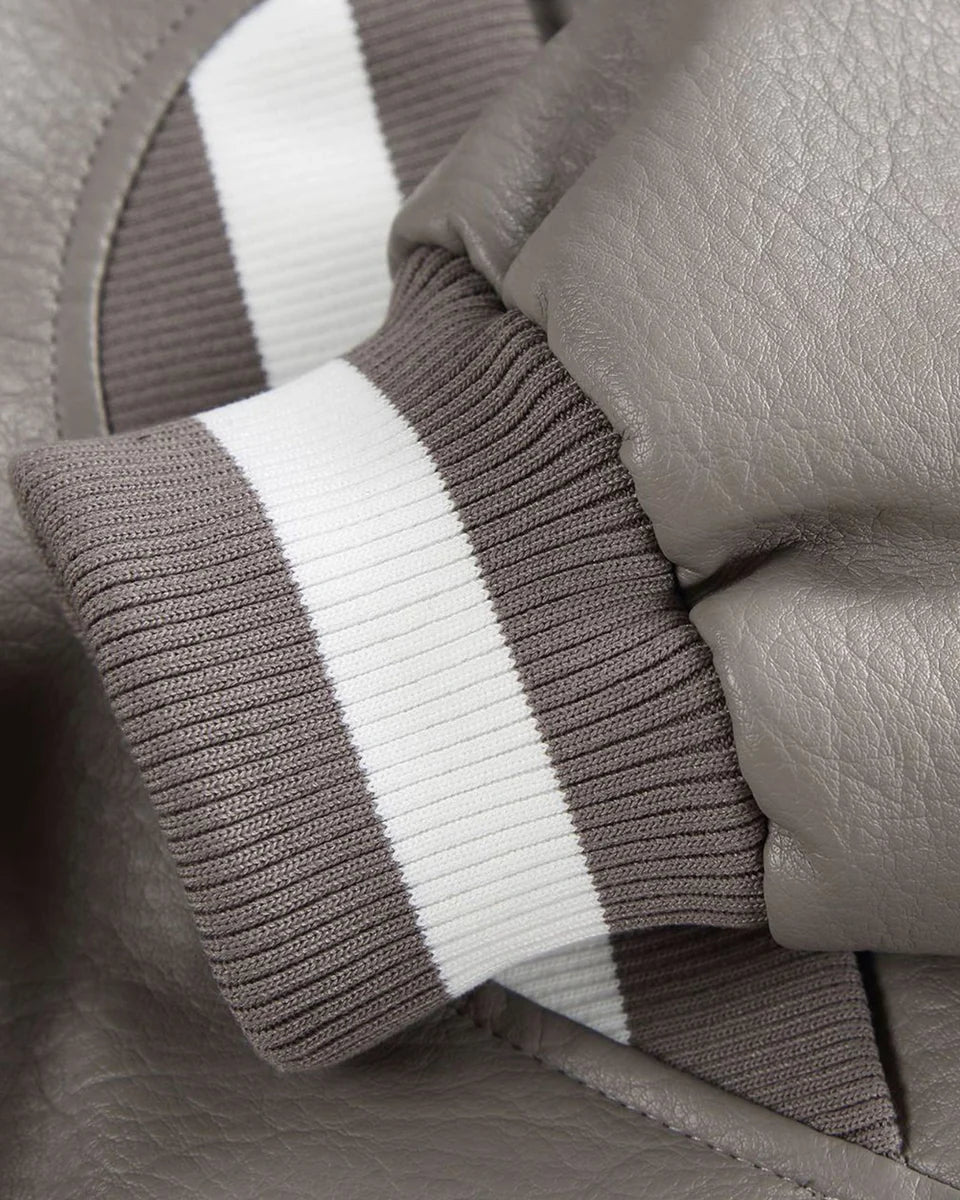 Panda Stripes Beige Leather Jacket