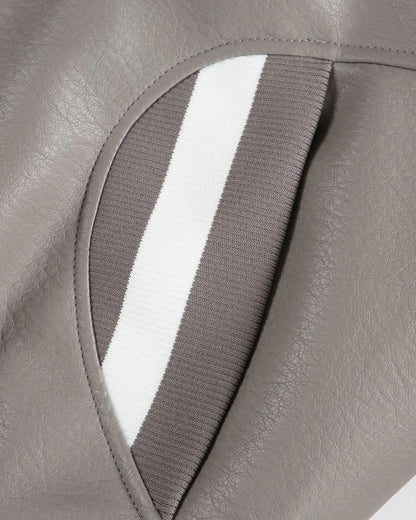 Panda Stripes Beige Leather Jacket