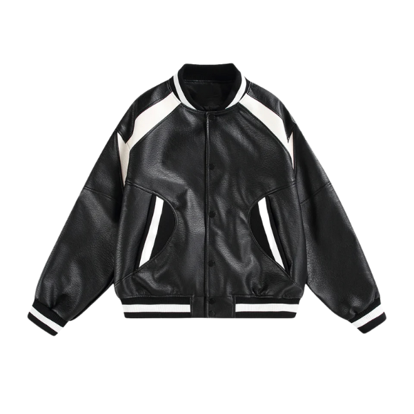 Panda Stripes Black Leather Jacket