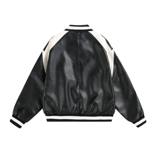 Panda Stripes Black Leather Jacket