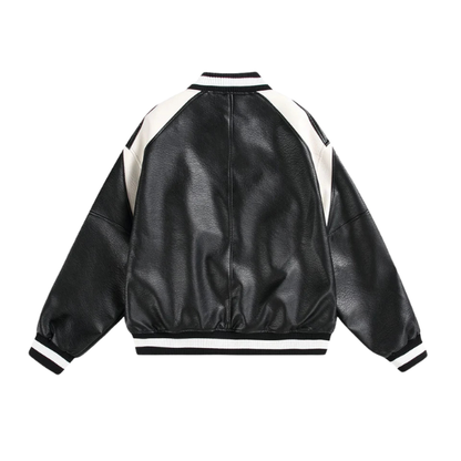 Panda Stripes Black Leather Jacket