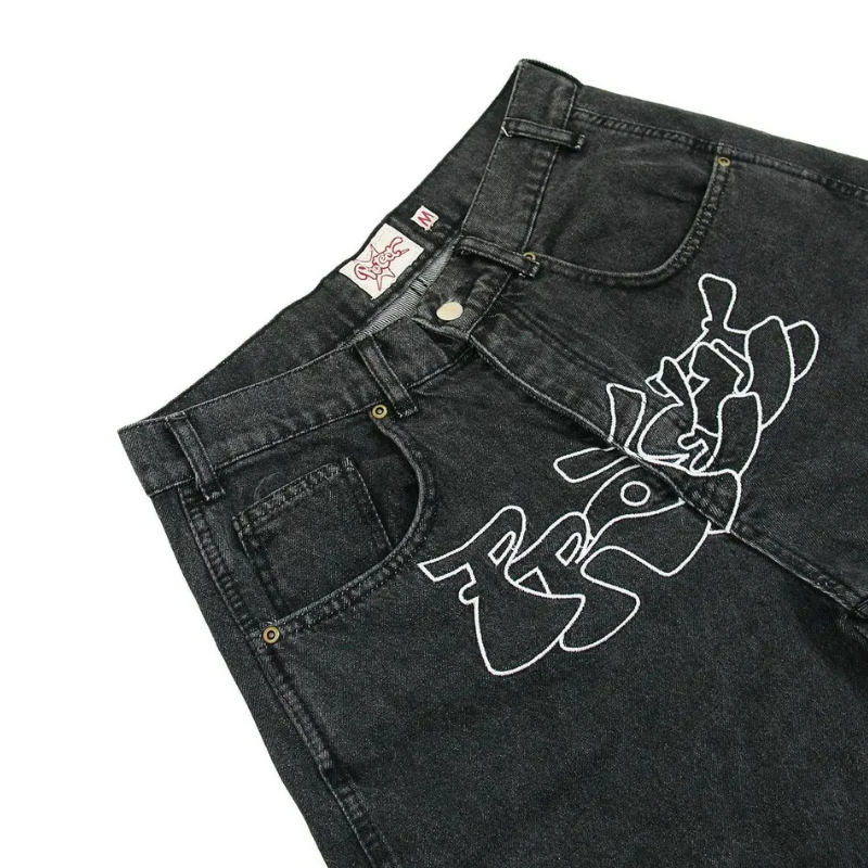 Ripple Letter Shorts Jeans