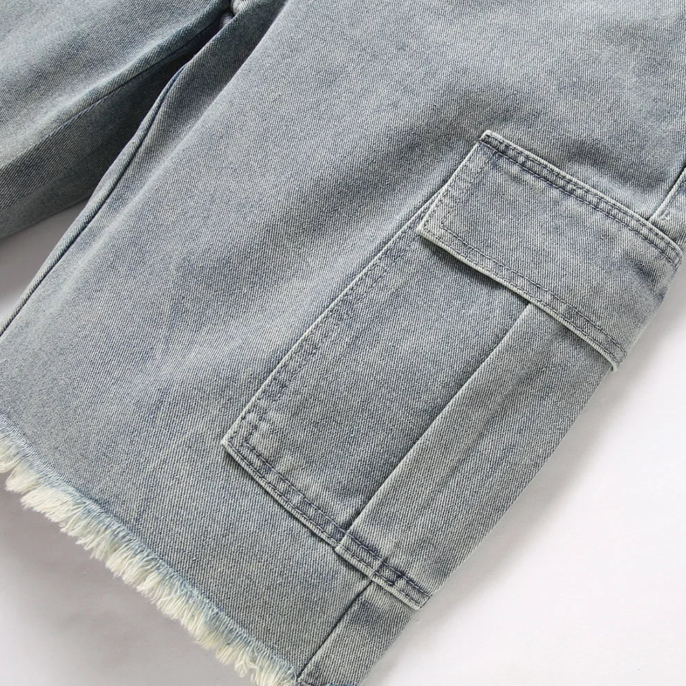 Ripped Grey Shorts Jeans