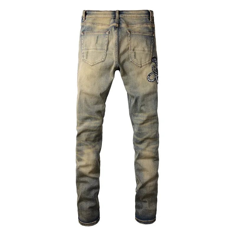 Cream Snake Jeans