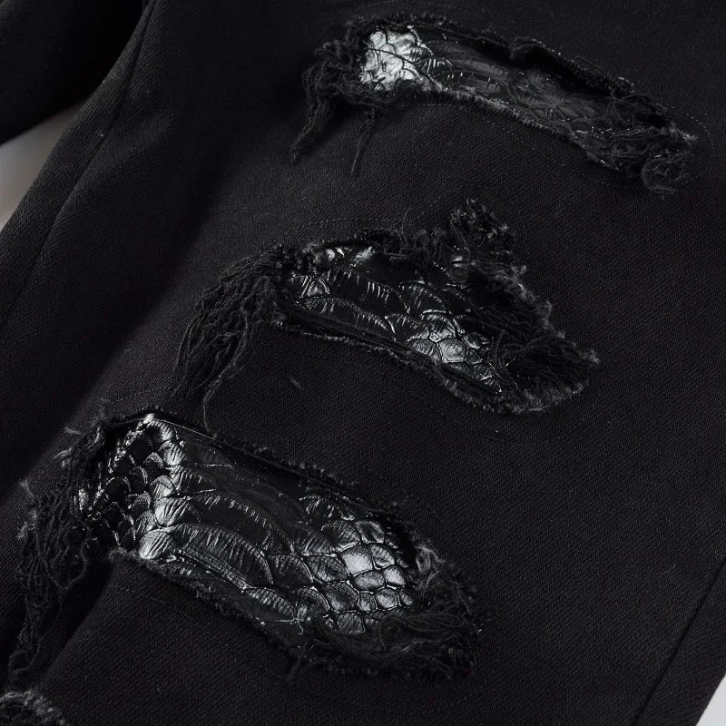 Black Snake Skin Jeans