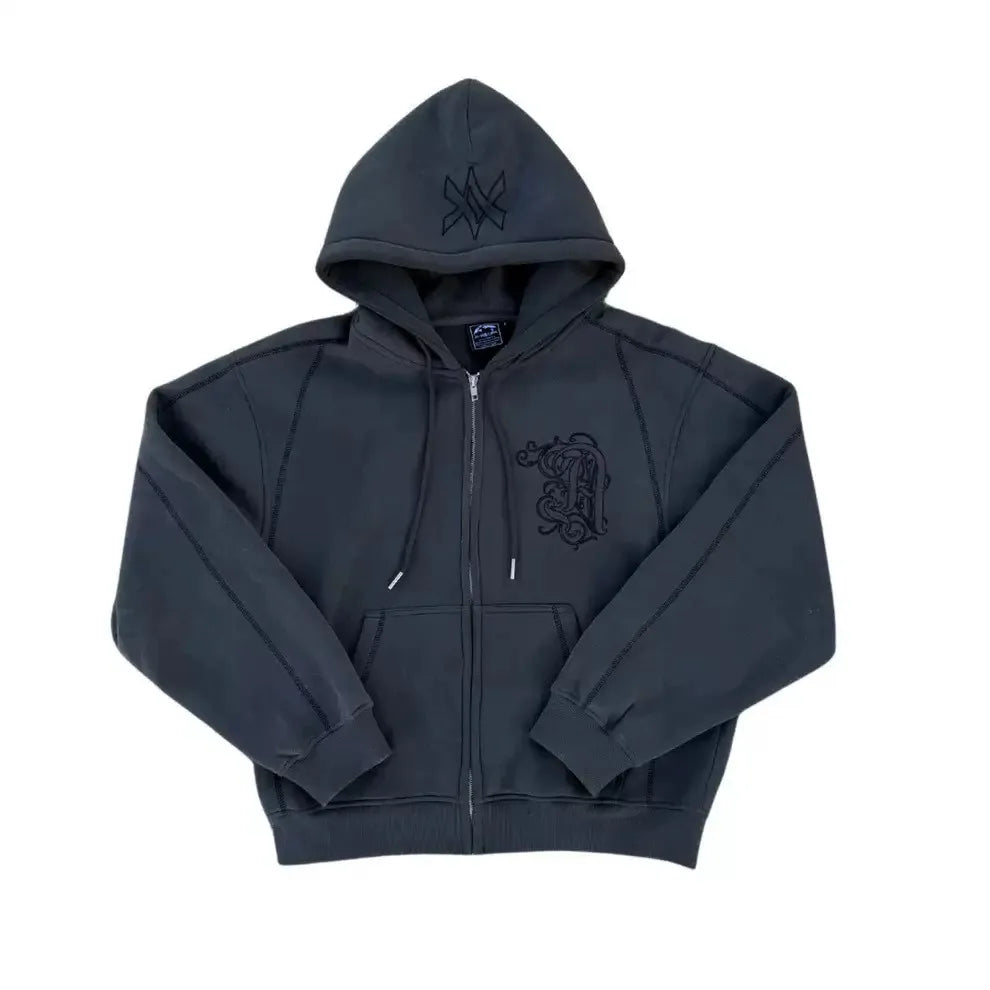 Hood Engraved Gray Hoodie