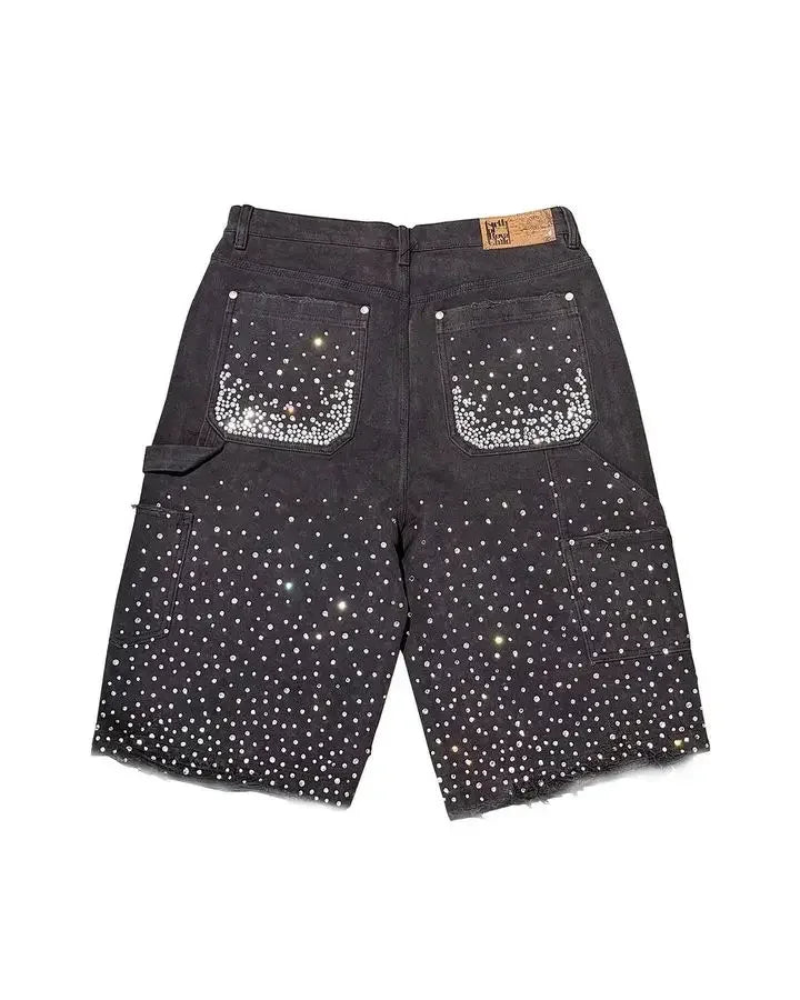 Arbitrary Rhinestone Shorts Jeans