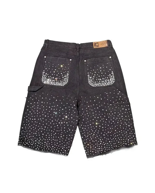 Arbitrary Rhinestone Shorts Jeans