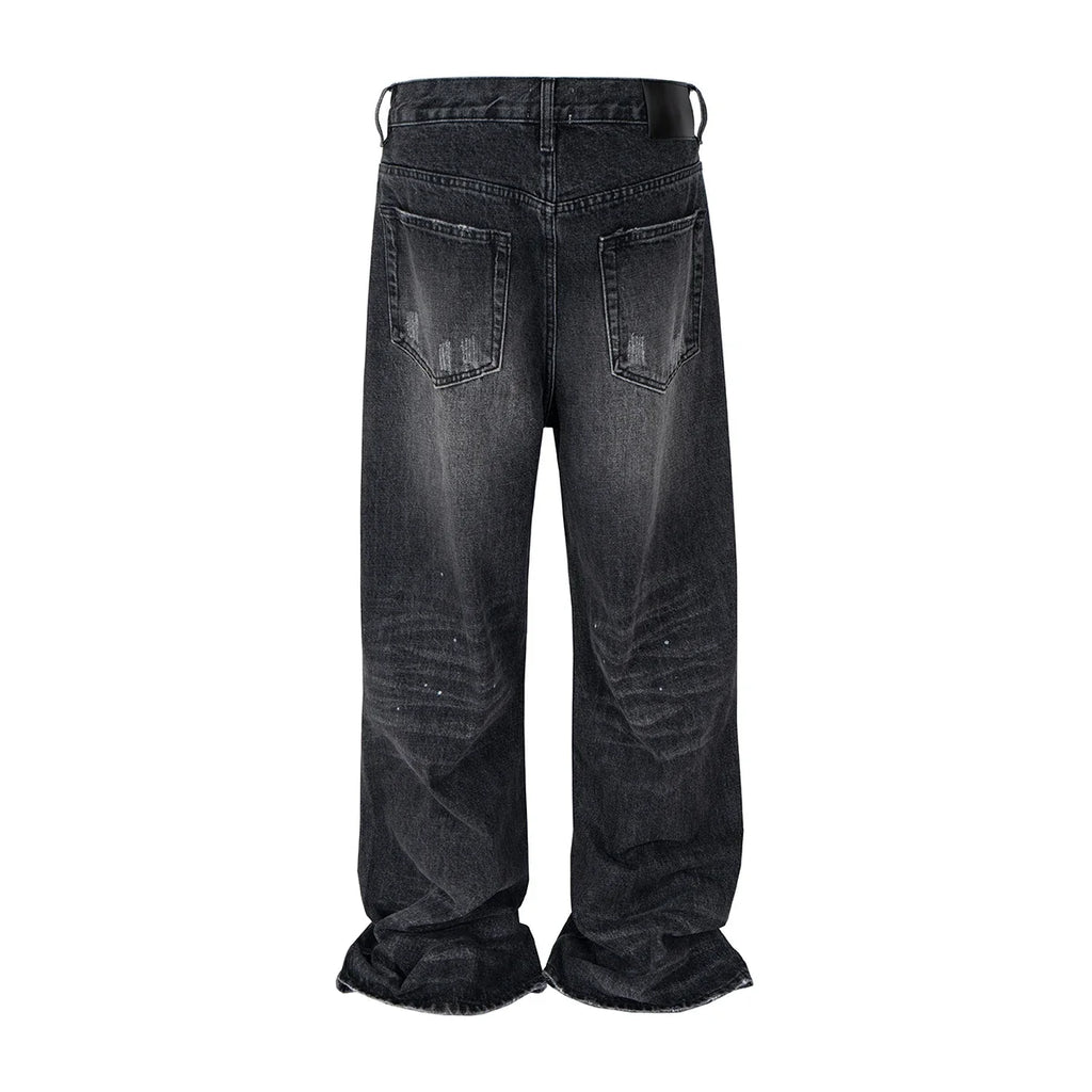 Black Trio Ripped Flare Jeans