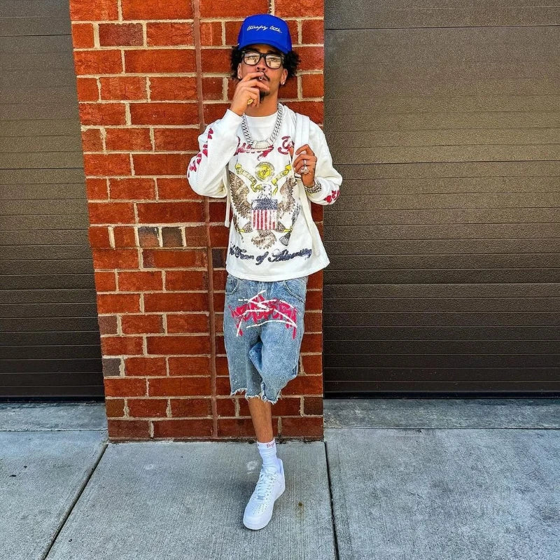 Wiped Graffiti Jean Shorts