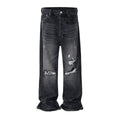 Black Trio Ripped Flare Jeans