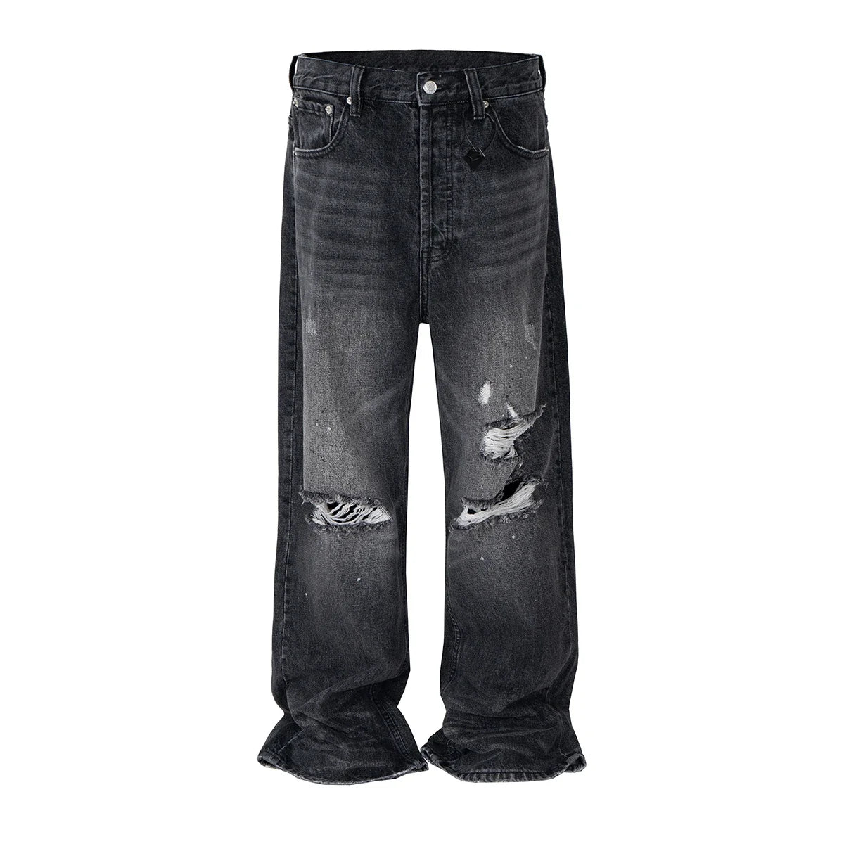 Black Trio Ripped Flare Jeans