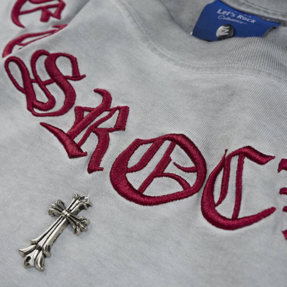Metal Cross Embroidery T-Shirt