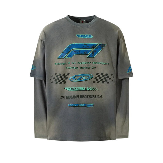 Grey Racing Long Sleeve