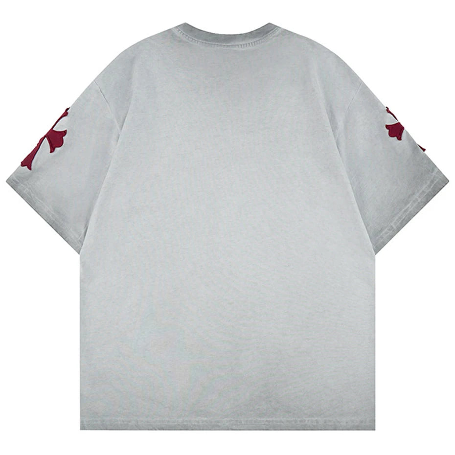 Metal Cross Embroidery T-Shirt