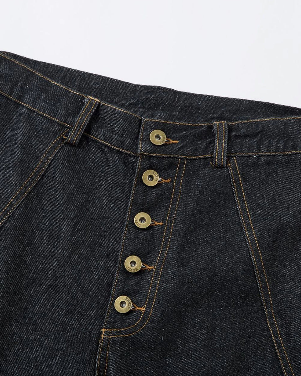 STITCH BLACK BAGGY JEANS