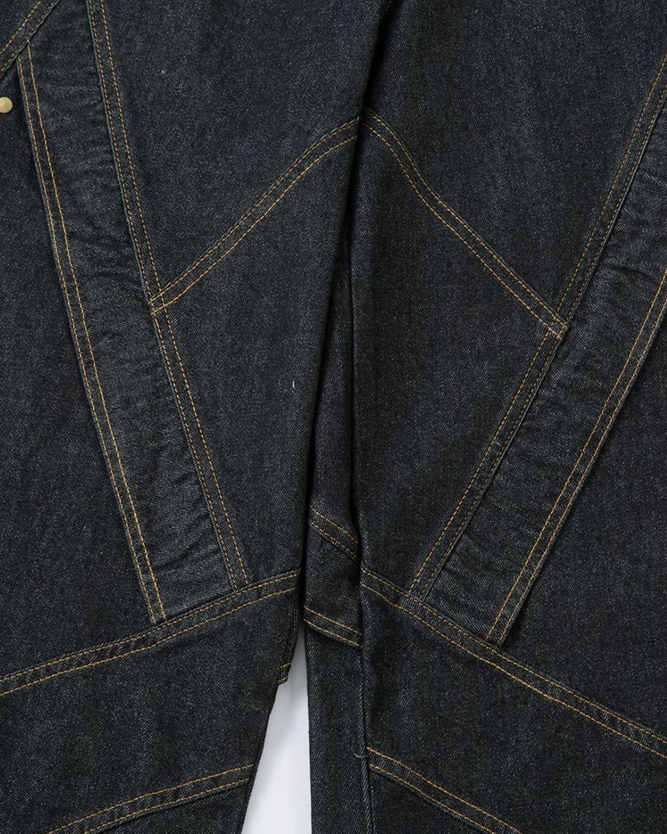 STITCH BLACK BAGGY JEANS