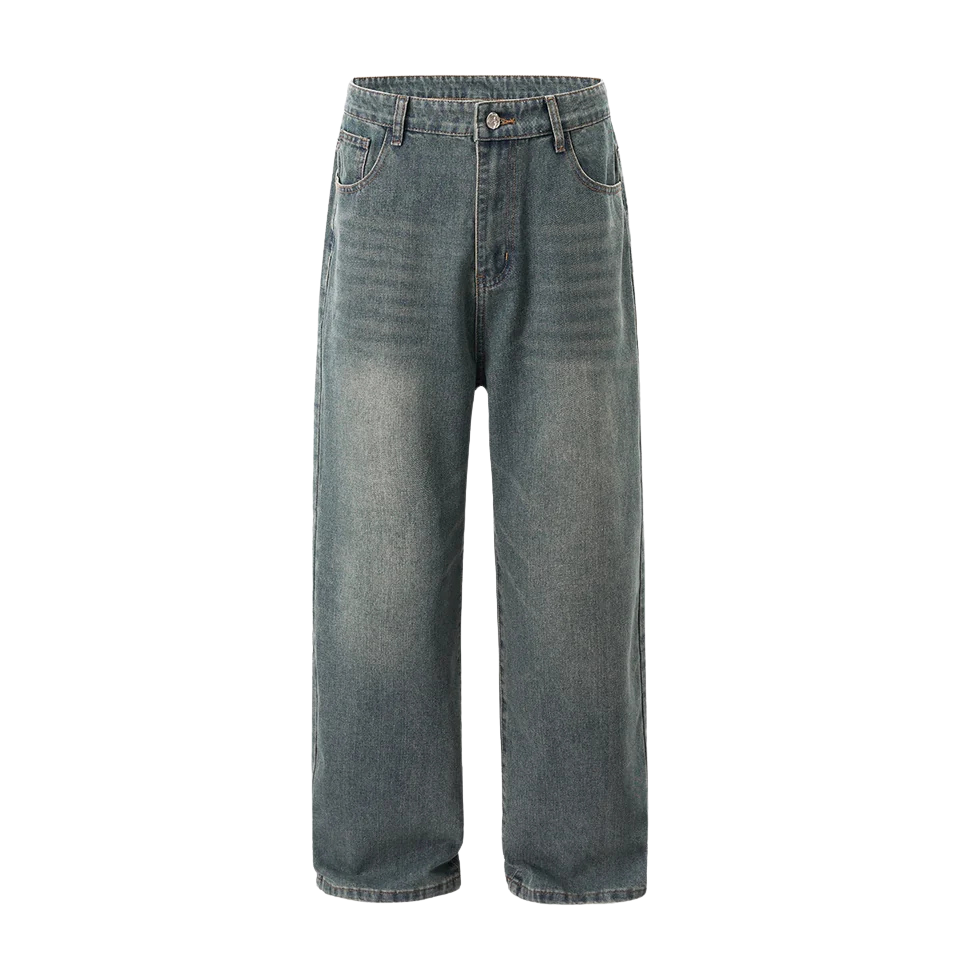 STRAIGHT DARK BLUE BAGGY JEANS