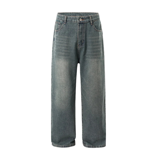 STRAIGHT DARK BLUE BAGGY JEANS