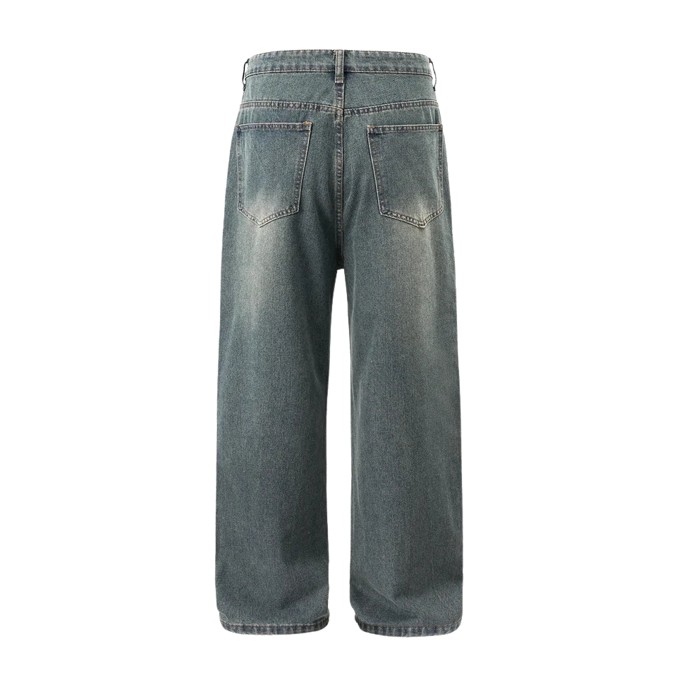 STRAIGHT DARK BLUE BAGGY JEANS