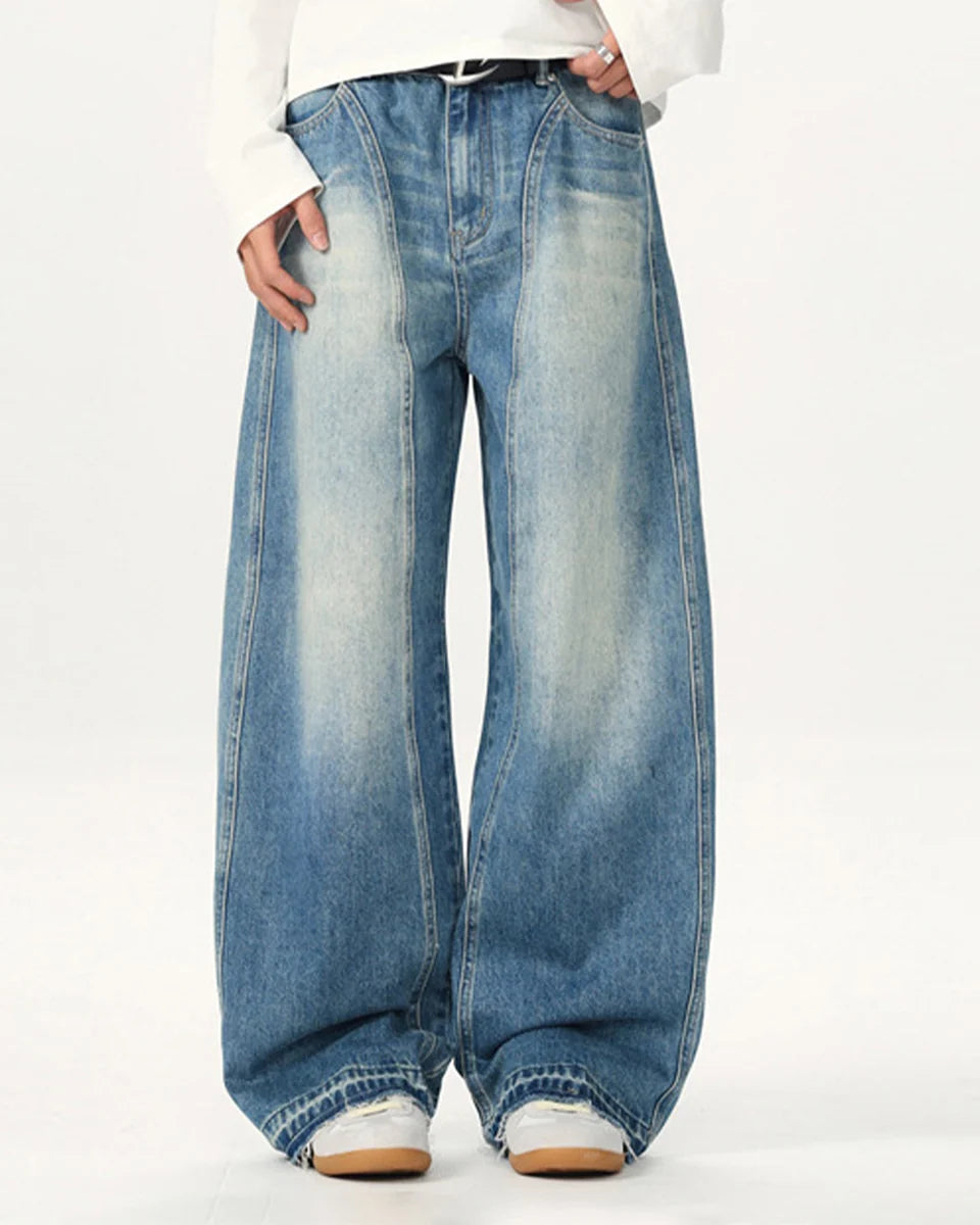 STRIPE BLUE BAGGY JEANS