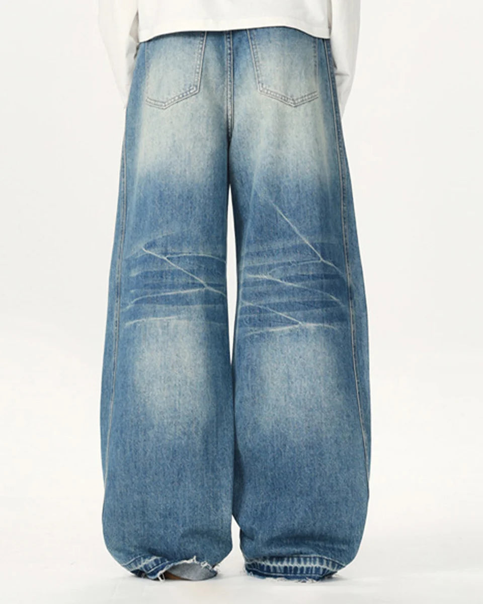 STRIPE BLUE BAGGY JEANS