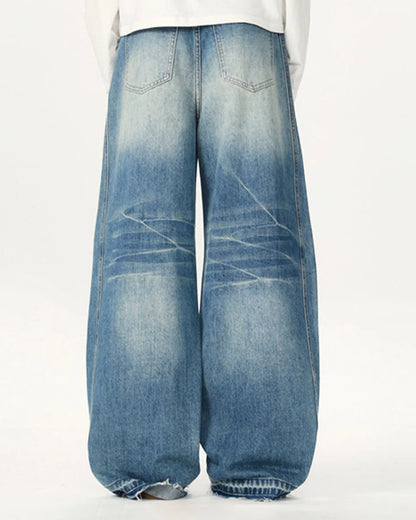 STRIPE BLUE BAGGY JEANS