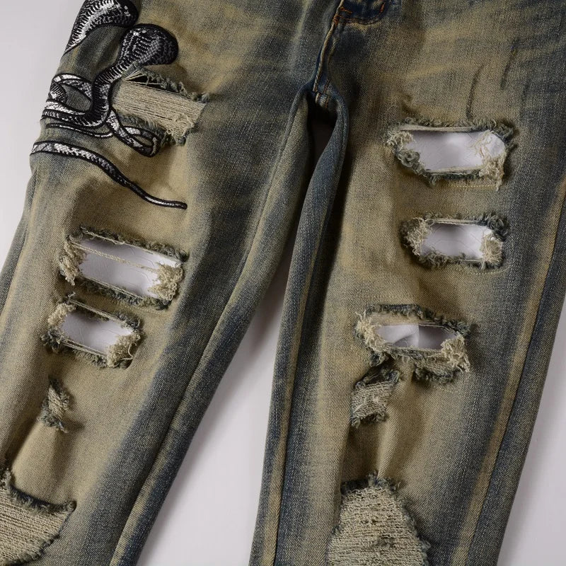 Cream Snake Jeans