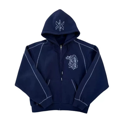 Hood Engraved Blue Hoodie