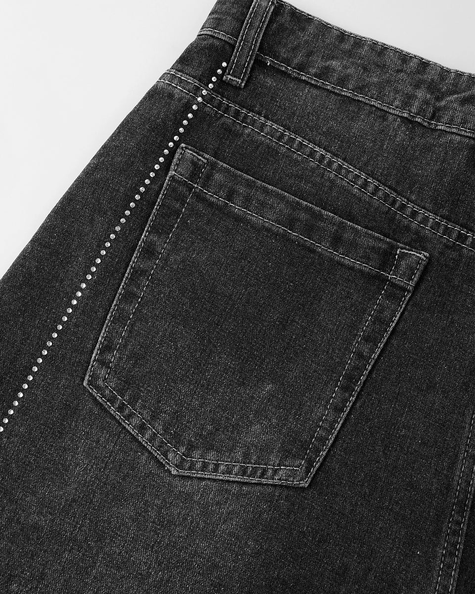 Single Rinestone Stripes Jeans