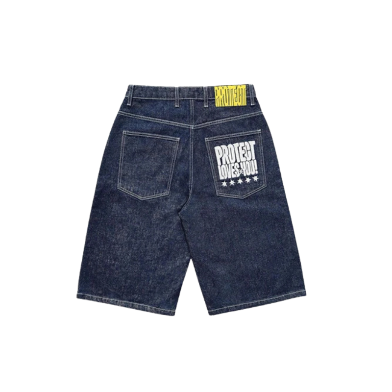 Spiking Letter Shorts Jeans