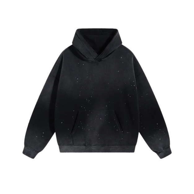 Stained Washed Black Hoodie