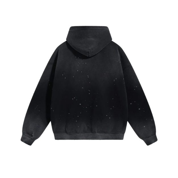 Stained Washed Black Hoodie