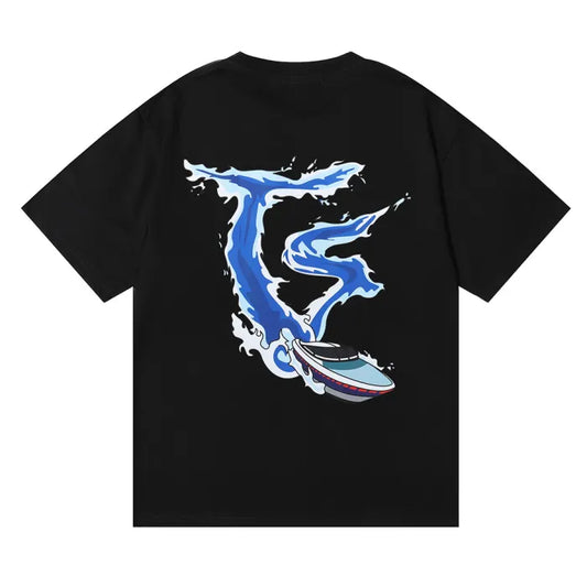 TRAPSTAR SHIRT - SAILING BOAT BLACK