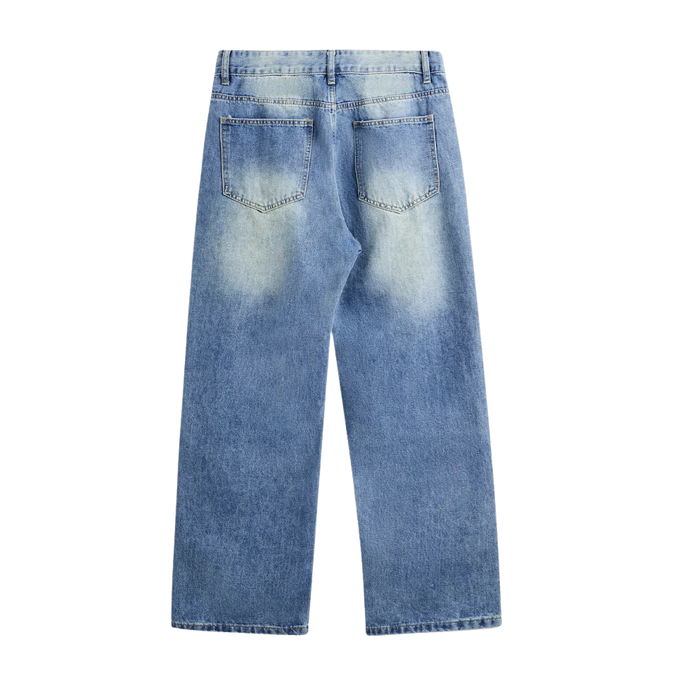 WASHED BLUE BAGGY JEANS