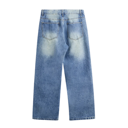 WASHED BLUE BAGGY JEANS