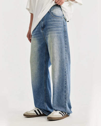 WASHED BLUE BAGGY JEANS