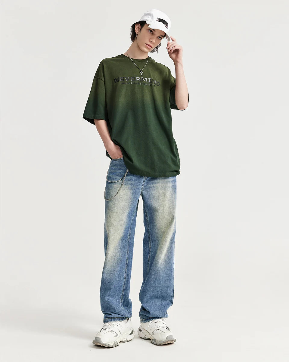 WASHED BLUE BAGGY JEANS