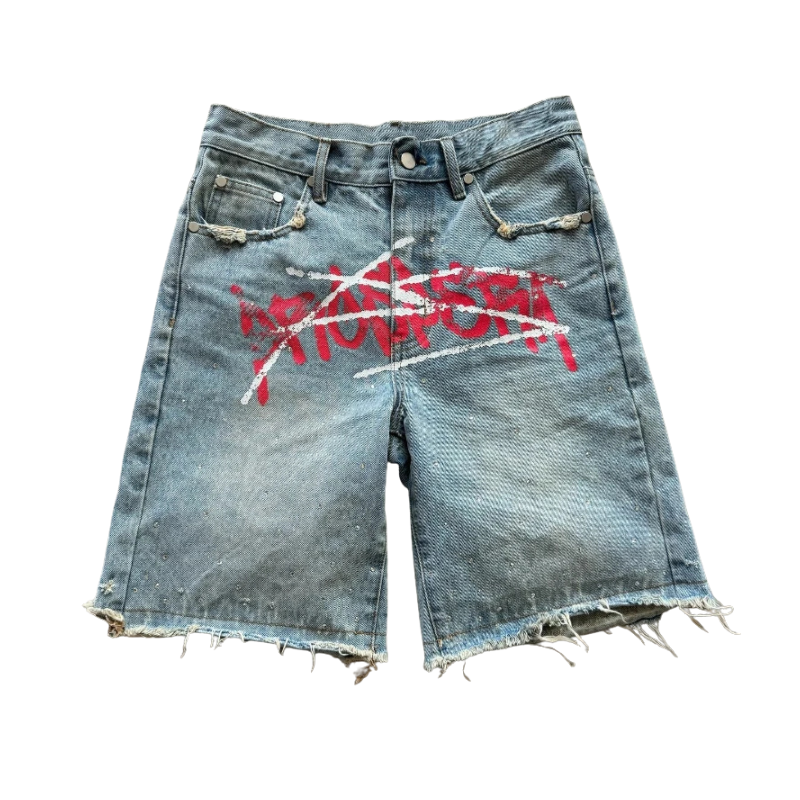 Wiped Graffiti Jean Shorts